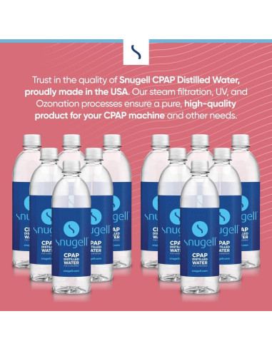 Agua Destilada Snugell para Máquinas CPAP - 12 Botellas de 591 ml