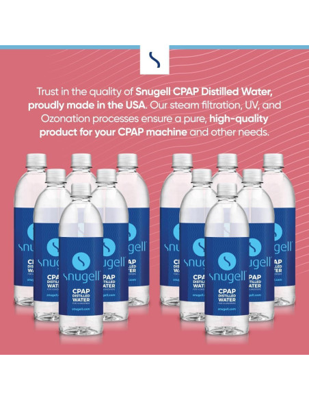 Agua Destilada Snugell para Máquinas CPAP - 12 Botellas de 591 ml