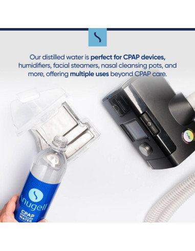 Agua Destilada Snugell para Máquinas CPAP - 12 Botellas de 591 ml