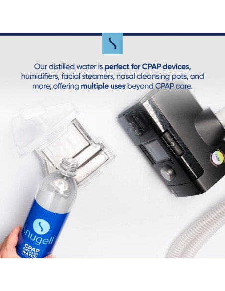 Agua Destilada Snugell para Máquinas CPAP - 12 Botellas de 591 ml