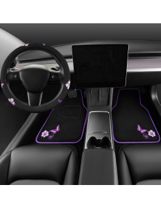 Juego de Mats de Auto y Cubierta de Volante CAR PASS Morada 2