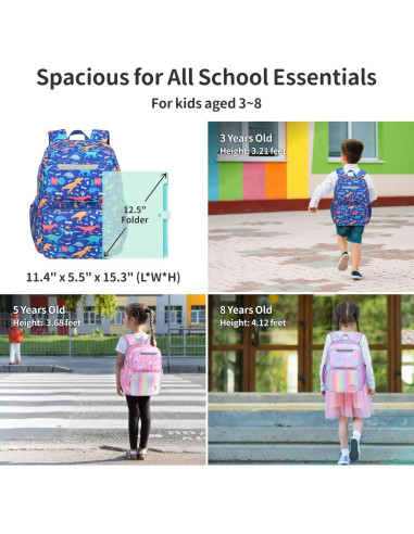 Mochila Infantil BrainyBees 15" con Lonchera Dinosaurio Azul