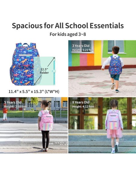 Mochila Infantil BrainyBees 15" con Lonchera Dinosaurio Azul