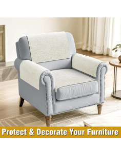 Cubiertas de brazos de sofá LovoGemy 61x51 cm impermeables - 2 piezas beige 2