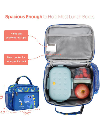 Mochila Infantil BrainyBees 15" con Lonchera Dinosaurio Azul