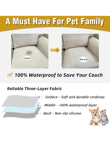 Cubiertas de brazos de sofá LovoGemy 61x51 cm impermeables - 2 piezas beige