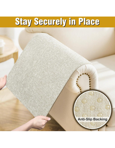 Cubiertas de brazos de sofá LovoGemy 61x51 cm impermeables - 2 piezas beige