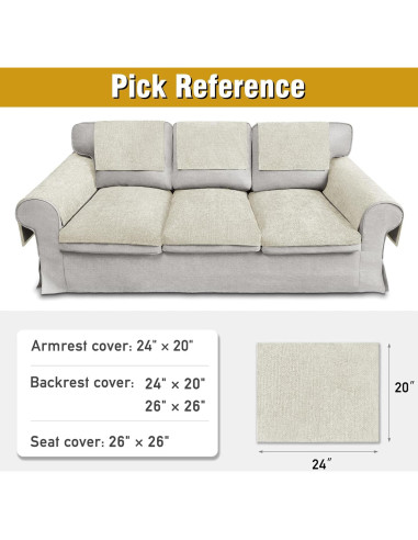 Cubiertas de brazos de sofá LovoGemy 61x51 cm impermeables - 2 piezas beige