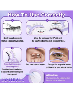 Pestañas Magnéticas Naturales Lanflower A3 Reutilizables 16.5cm 2