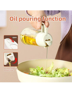 Rociador de Aceite Kimilx 450ml, Botella de Vidrio 2 en 1 2