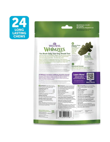 Golosinas Dentales para Perros Wellness WHIMZEES Pequeñas 24 Unidades