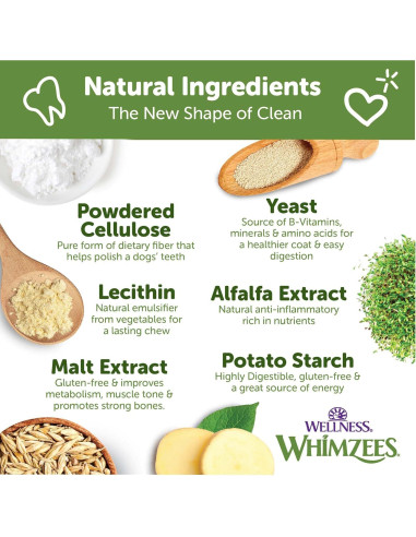 Golosinas Dentales para Perros Wellness WHIMZEES Pequeñas 24 Unidades