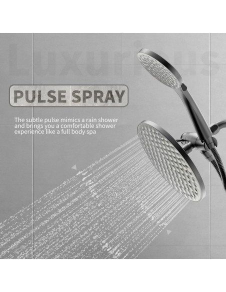 Cabeza de Ducha Doble UltrTxenova 8.6" Lluvia y Mano 6 Modos