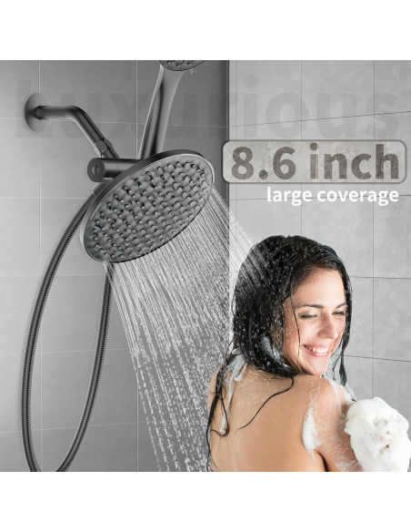 Cabeza de Ducha Doble UltrTxenova 8.6" Lluvia y Mano 6 Modos