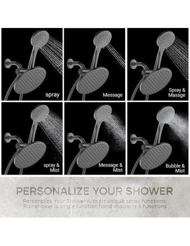 Cabeza de Ducha Doble UltrTxenova 8.6" Lluvia y Mano 6 Modos