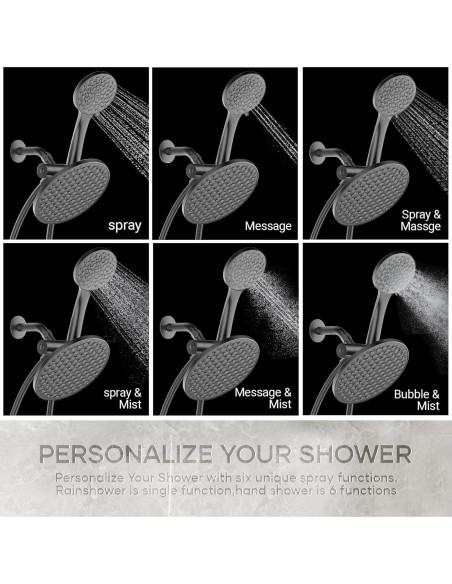 Cabeza de Ducha Doble UltrTxenova 8.6" Lluvia y Mano 6 Modos