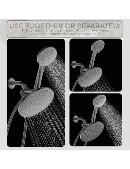 Cabeza de Ducha Doble UltrTxenova 8.6" Lluvia y Mano 6 Modos