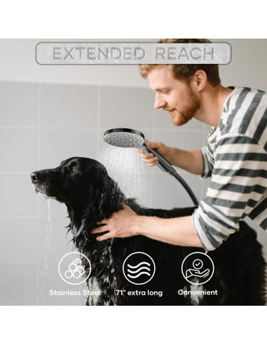Cabeza de Ducha Doble UltrTxenova 8.6" Lluvia y Mano 6 Modos