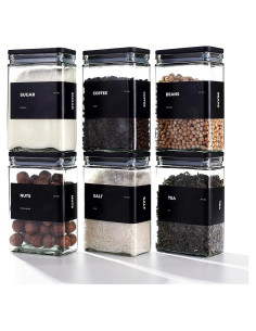 Set de 6 Tarros de Almacenamiento de Vidrio 0.8L con Tapa de Bambú