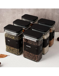 Set de 6 Tarros de Almacenamiento de Vidrio 0.8L con Tapa de Bambú 2