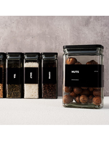 Set de 6 Tarros de Almacenamiento de Vidrio 0.8L con Tapa de Bambú