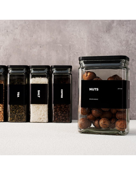 Set de 6 Tarros de Almacenamiento de Vidrio 0.8L con Tapa de Bambú