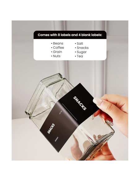 Set de 6 Tarros de Almacenamiento de Vidrio 0.8L con Tapa de Bambú