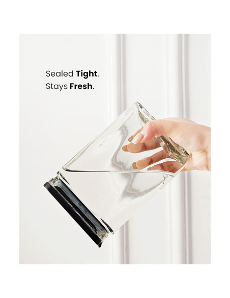 Set de 6 Tarros de Almacenamiento de Vidrio 0.8L con Tapa de Bambú