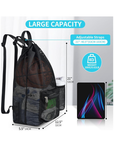 Mochila Deportiva Mildbeer Grande 23.6L Malla Negra