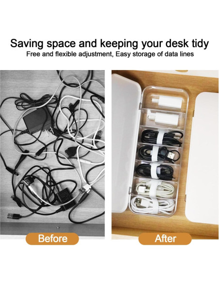 Caja Organizadora de Cables Asonen con 7 Sujetacables y 6 Clips Magnéticos - Blanca