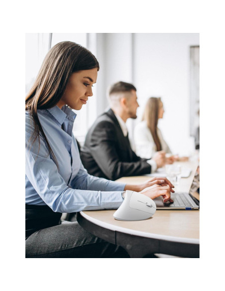 Ratón Vertical Ergonómico TECKNET Inalámbrico 5 DPI Ajustables Blanco