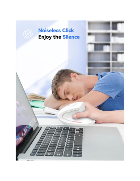 Ratón Vertical Ergonómico TECKNET Inalámbrico 5 DPI Ajustables Blanco