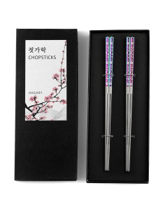 Palillos de Metal Reutilizables Hagary 23cm Antideslizantes