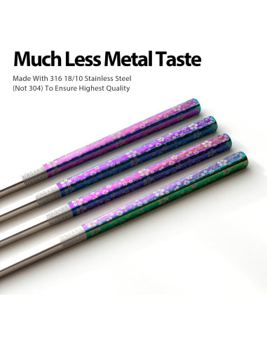 Palillos de Metal Reutilizables Hagary 23cm Antideslizantes