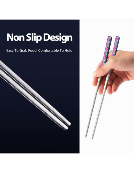 Palillos de Metal Reutilizables Hagary 23cm Antideslizantes