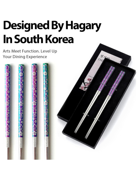 Palillos de Metal Reutilizables Hagary 23cm Antideslizantes