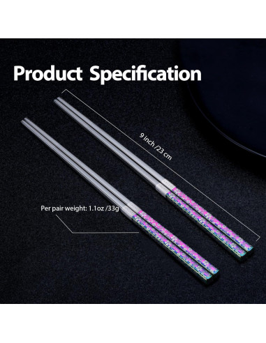 Palillos de Metal Reutilizables Hagary 23cm Antideslizantes