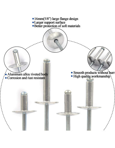 60 Remaches Ciegos de Brida Grande ALLOYPRO 3/16" x 5/8"