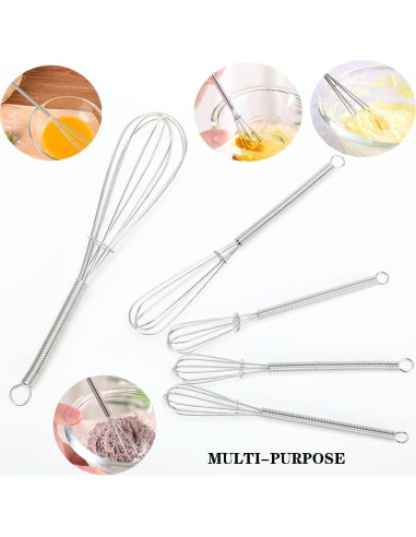 Juego de Mini Batidores de Acero Inoxidable Lelasety - 2 Piezas 12.7/17.8/20.3/25.4 cm