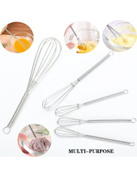 Juego de Mini Batidores de Acero Inoxidable Lelasety - 2 Piezas 12.7/17.8/20.3/25.4 cm