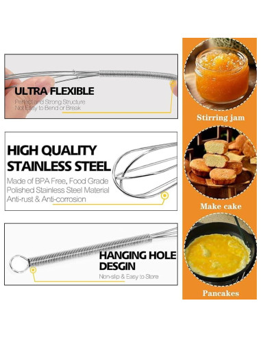 Juego de Mini Batidores de Acero Inoxidable Lelasety - 2 Piezas 12.7/17.8/20.3/25.4 cm