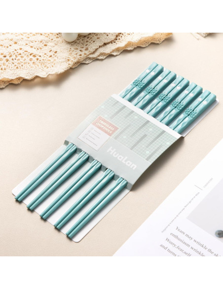 Palillos Reutilizables HuaLan Antideslizantes 25.4 cm Verde