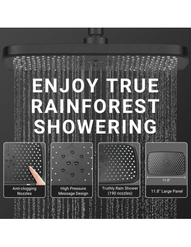 Cabezal de Ducha de Alta Presión UltrTxenova Negro 10 Rocíos