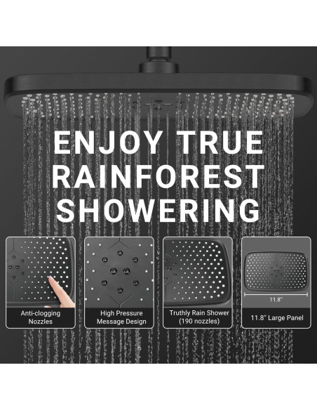 Cabezal de Ducha de Alta Presión UltrTxenova Negro 10 Rocíos