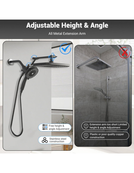 Cabezal de Ducha de Alta Presión UltrTxenova Negro 10 Rocíos