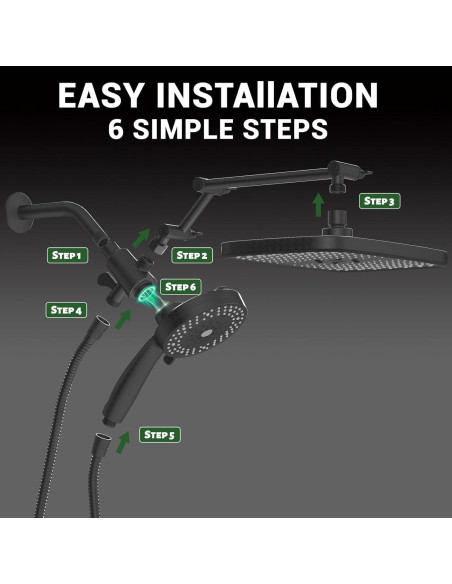 Cabezal de Ducha de Alta Presión UltrTxenova Negro 10 Rocíos