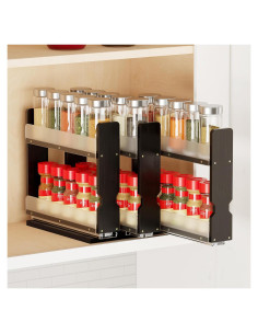 Organizador de Especias Extraíble SpaceAid de Bambú Negro 3 Cajones