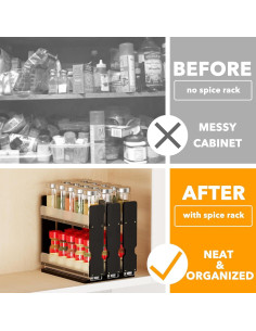 Organizador de Especias Extraíble SpaceAid de Bambú Negro 3 Cajones 2