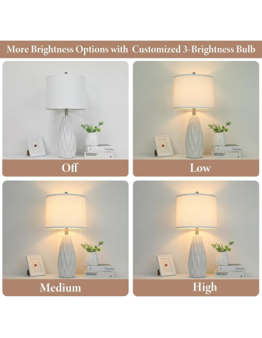 Lámpara de Mesa Regulable KunruiTAI Blanca 63.5 cm Cerámica