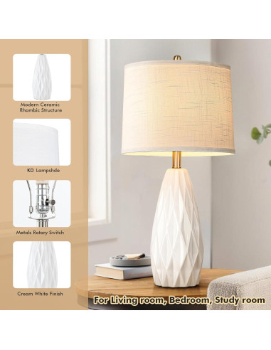 Lámpara de Mesa Regulable KunruiTAI Blanca 63.5 cm Cerámica